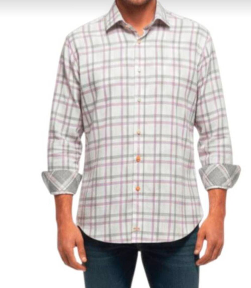 THOMAS DEAN Plaid Long Sleeve Button Down Shirt Size Large
